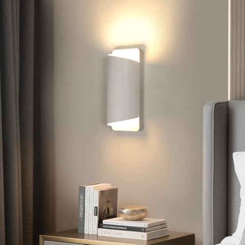 SENQIU Applique da Parete Interno Moderno, Lampadina Intercambiabile G9, Lampada da Parete Metallo Bianca, Biemissione up&down, Lampada da Muro per Soggiorno Camera da Letto Corridoio Scale