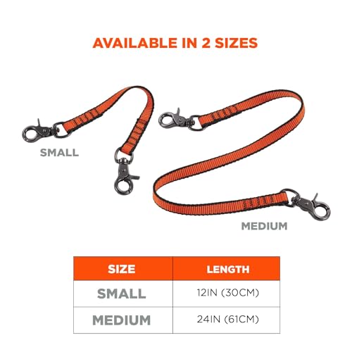 Image of Ergodyne Squids 3153 Nylon Web Tool Tether, 12 inch Short Lanyard - Dual Trigger Hook Attachment Ends, 5 lbs