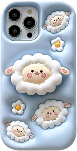 Image of Dezet Back Cover Compatible with iPhone 11Pro Soft Silicone 3D Cute Cartoon Cover, Aesthetic Full Protective Case Cover Girls & Women (Blue)