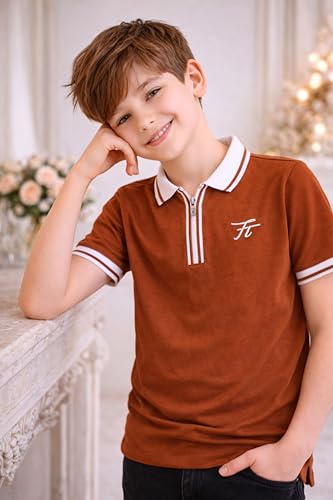 Image of TotzTouch Boys Premium Polo Collar Tshirt Combo with Zipper Closure Color White & Black Age 6 Years to 15 Years