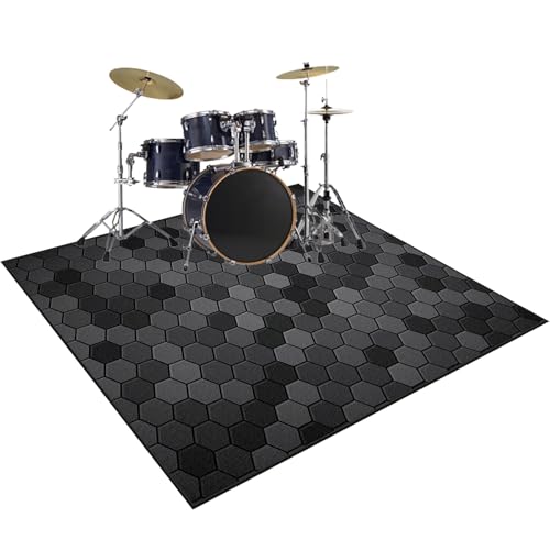 120 x 90 cm Alfombra para Batería Acustica | Alfombra para Bateria Electronica | Alfombra de Tambor | Alfombras Profesional Rectangulares para Bombo Caja | Alfombrillas Antideslizantes Insonorizada