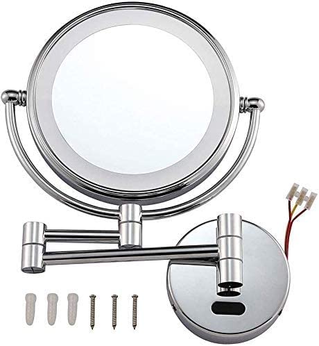 Miroir de maquillage tactile avec éclairage LED intelligent et double face en laiton