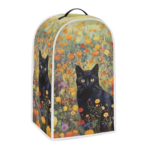 Image of Talayituse Cat Flower Print Blender Cover Kitchen Appliance Covers Stand Mixer or Coffee Juice Machine Blender Dust Cover and Fingerprint Protection