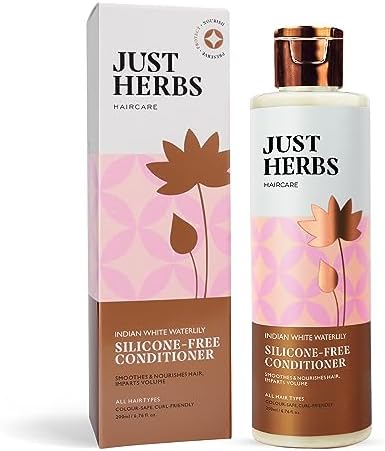 Just Herbs Organic Kumuda Hair Conditioner with White Water Lily & Gotu Kola For Hairfall & Hair Thinning, Silicon & Sulfate Free Conditioner - 6.8 fl.oz.