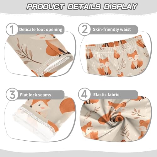Orange Fox Leaf Girls Leggings Soft Stretch Workout Yoga Dance Pants for Kids Casual Tights3