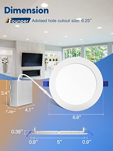 Led Recessed Lighting 6 Inch, Dimmable Brighter 5000K Daylight Bbounder Ceiling Light Downlight with Junction Box 12.5W 850 lm ETL and 12 Pack - Thumbnail 6