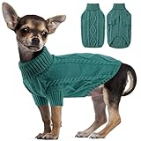 ALAGIRLS Hundepullover Haustier Pullover, Winter Warmer Hund Katzenpullover Kleidung Haustiermantel Kostüm Welpenpullover, Haustiermantel für Kleine Hunde Teddy Chihuahua Shiba Bulldog PeacockGreen S