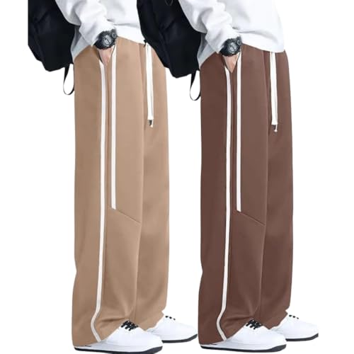 Image of GRECIILOOKS Korean Style Track Pants for Men - Loose Fit Lycra Cargo Joggers | Trendy Gym & Streetwear Bottoms with Utility Pockets (Available in Plus Size)