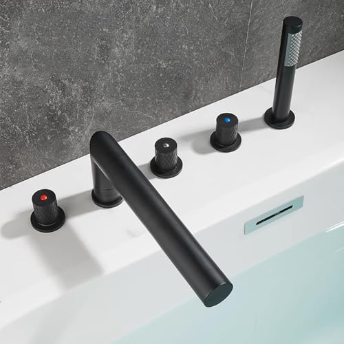 Mitigeur de bain cascade blanc avec bec rotatif 360 et douchette à main en laiton robuste