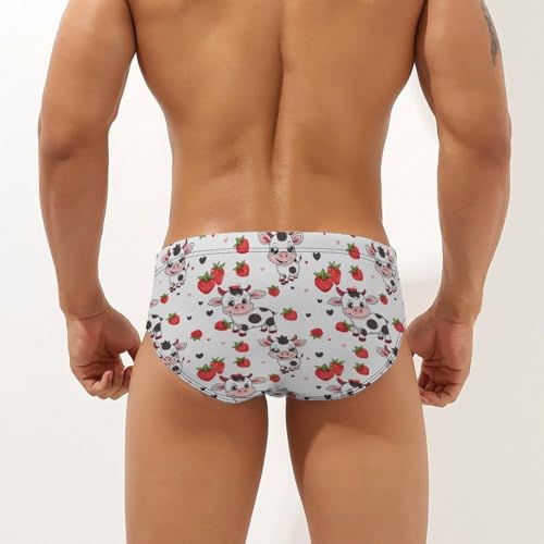 Cute Cow Strawberry Novelty Men's Brief Swimwear Pants Swimming Trunks Beach Shorts Underwear2