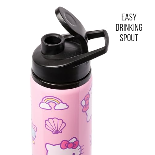 Image of Silver Buffalo Sanrio Hello Kitty Vibes, Stainless Steel Water Bottle, 25oz | Summer, 0.74 Liters