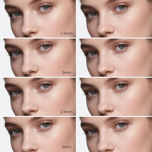 D.Bella 18G 20G 22G L Shaped Nose Studs Surgical Stainless Steel 1.5mm 2mm 2.5mm 3mm CZ Nose Rings For Women4