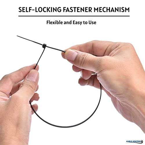 Kable Kontrol Cable Zip Ties 100 Pcs 4 Inch Black, 18 Lbs Tensile Strength, Self-Locking Uv Resistant Plastic Nylon Wire Ties, For Indoor Or Outdoor Use #TOP4