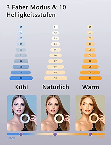 Ringlicht Laptop,Videokonferenz Licht mit Handy Stativ und Clip,FGen Streaming Licht mit 3 Farbe Modi 10… – Bild 3