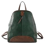 ZWSHEXUAN Vintage Style Leather Backpack Womens Backpack Travel Fashion Designer Ladies Shoulder Bags with Wristlet (Dark green)