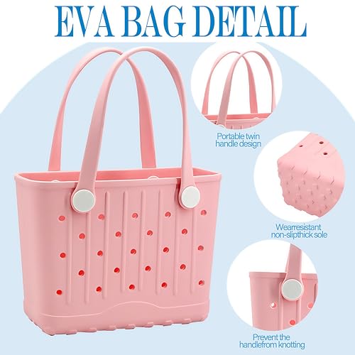 OFNS Small Rubber Tote Bag-Rubber Beach Bag-11in L x 4in W x 8in H-Lightweight Portable Travel Bag-All Purpose EVA Beach Tote4
