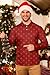 Mainfini Men's Holiday Business Polo Red with Pine Tree Full Print Long Sleeve Advanced Stretch Fabric Seasonal Attire Red L