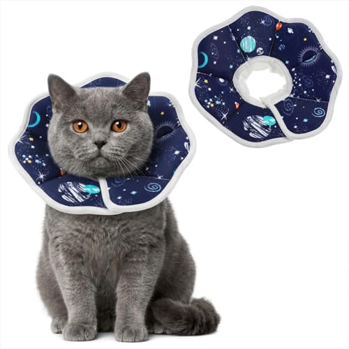 Halskrause Katze Katzenkragen Katzen Halskrause Hund Halskragen für Katzen Leckschutz Katzenkragen Leckschutz Weich Wasserdicht Halskragen Hund Einstellbar mit Klett für Kleine Katze Hunde(Größe S)