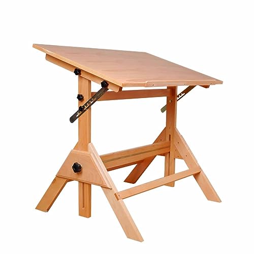Table de dessin pliable réglable en bois massif avec plateau inclinable et réglage de la hauteur – Parfaite pour l'écriture, l'art, les travaux manuels, la maison et le bureau