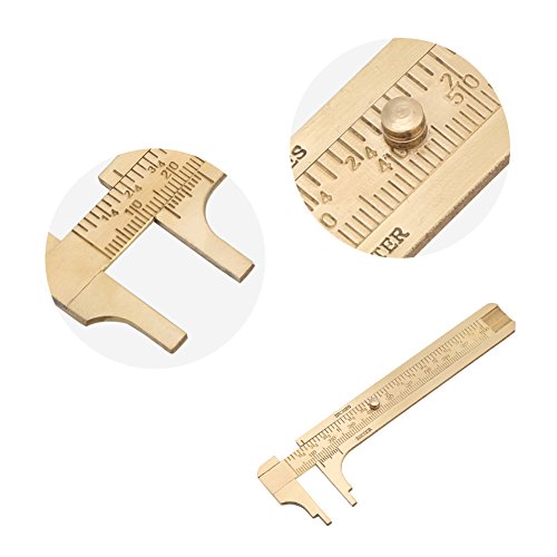 Walfront WALFRONTCFH61ZP4VB-02 Handy Sliding Gauge Double Scales Vernier Caliper Ruler Measuring Tool Mm/Inch Brass Pocket Ruler 100Mm thumb #3