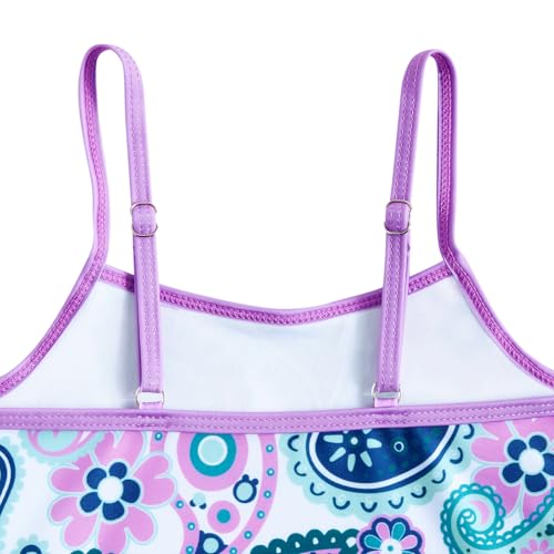 Image of Funnycokid Girls Swimsuit 3 Pieces Long Sleeve Rash Guard Set Tankini Bathing Suits Summer Kids Swimwear 3-10 Years