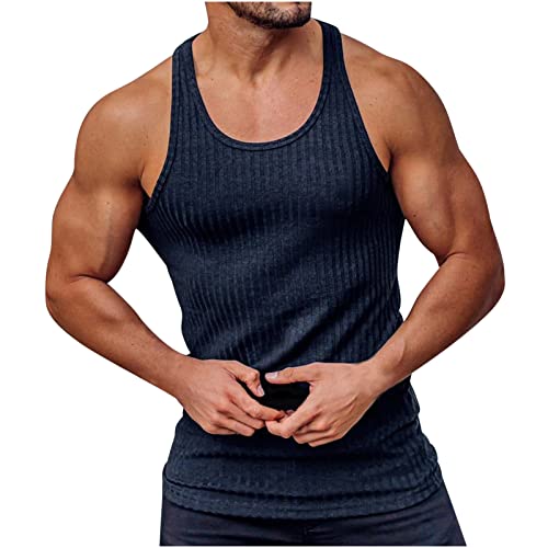 2023 Camisetas de Tirantes Hombre,Verano Moda Hombre básica Casual Deporte gym Chaleco Camiseta sin mangas Original Slim Fit Camisetas de Tirantes Color sólido Top Shirts camisas Fitness Camiseta