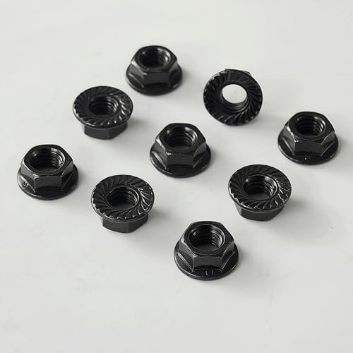 YIIFLY M8 pas 1,25mm Écrous à flasque hexagonaux dentés, acier allié classe 10.9 traité thermiquement, fini noir oxyde, 25 pièces – vue 5