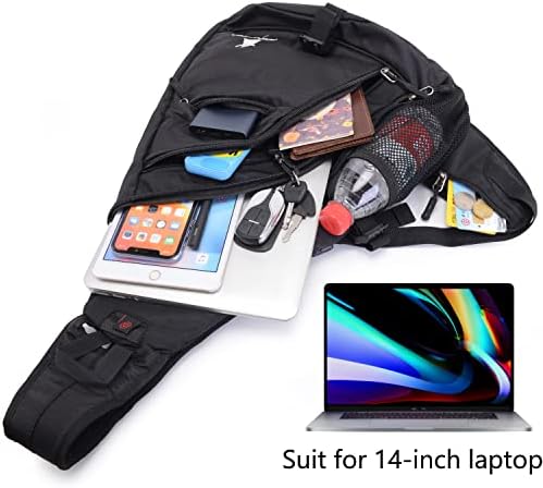 Sling Backpack Men Women | Sling Bag Waterproof Large Capacity 14" Laptop | Chest Bag Shoulder Crossbody Bag Triangle Backpack Outdoor Travelling Cycling Hiking Running