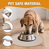 LDYOEN 2 Stück Napfunterlage für Hund Katzen, Hundenapf Unterlage Katzennapf Unterlage aus Silikon, Hunde Katzen Futtermatte wasserdichte und rutschfeste Fressnapf mit Rand, 30x30cm, Beige