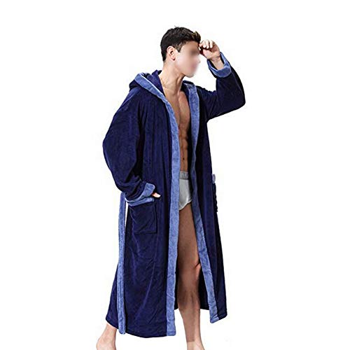 Mens Big and Tall Bathrobe Plush Big and Tall Bathrobe Resort Terry Robe Terry Robe Shawl Collar Tall Long Monk Robe Hooded (Black,3XL)4