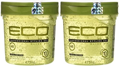 Eco Style - Gel para peinar con aceite de oliva Ecostyle, fijación durante todo el día, sin alcohol, sin parabenos, sin sulfatos, sin descamación, antipicazón, 473 ml - Pack de 2 Cover