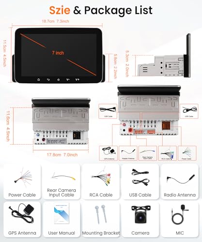 4G+64G Single Din Android Car Stereo with Wireless Carplay Android Auto,Hodozzy 7" 1280P IPS Touchscreen 1 Din Car Radio with GPS Navigation Bluetooth 5.0 Wifi FM/RDS EQ SWC+Backup Camera - Image 6