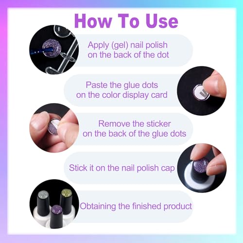 Laza 360pcs Nail Polish Swatch Dots with Adhesive Stickers Box-packed 12mm Clear Round Nail Display Tips Color Sample Tester for Gel Polish - Image 4