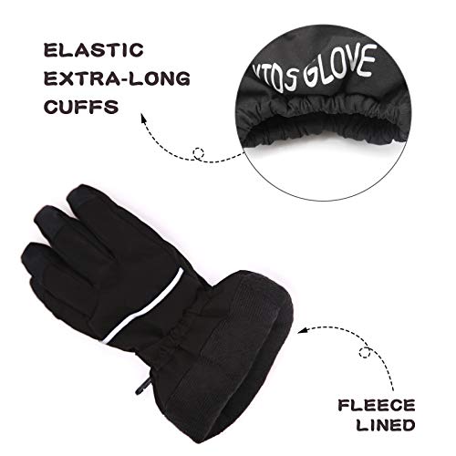 Image of BAVST Kids Winter Glove Boys Girls Snow Ski Waterproof Gloves for Teens Fleece Lining Warm Mittens Outdoor