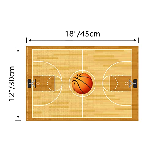 Linen Basketball Placemats Set Of 4 Basketball Place Mats Sport Birthday Party Baby Shower Decorationsand Supplies For Home Kitchen Table-12×18'' #TOP1