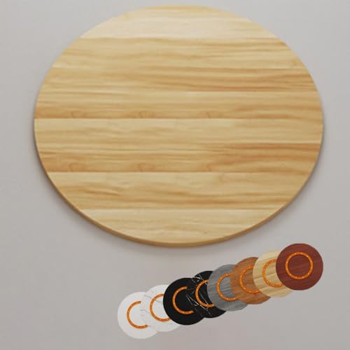 GSKFXJ Vassoio Rotante in Legno per Tavolo da Pranzo Lazy Susan Rotante Grande 60 70 90cm Piatto Girevole Giradischi con Base, Rotazione Flessibile(Light Walnut,90cm/35in)