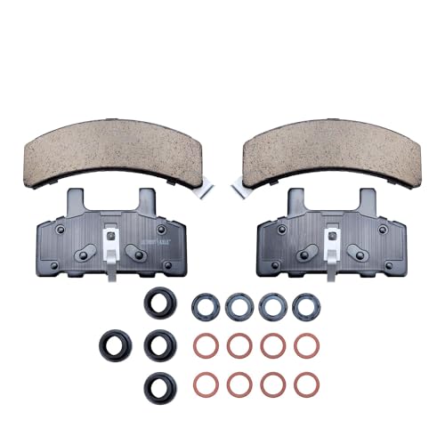 Image of Detroit Axle - 4WD Brake Kit for 1990-2002 GMC Safari Chevrolet Astro | Front Ceramic Brake Pads Rear Semi-Metallic Brakes Shoes 1991 1992 1993 1994 1995 1996 1997 1998 1999 2000 2001 Replacement