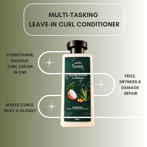 Image of Herbal Frizz Control Conditioner for Dry, Damaged & Frizzy Hair 250mL | Moringa, Dates & Fermented Coconut Extract | Deep Hydration & Smoothness | Herbal Conditioner for Men & Women