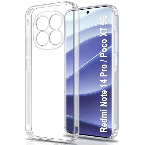 Image of TheGiftKart Back Cover Soft Case for Mi Redmi Note 14 Pro /Poco X7 5G | Best Camera Protection | Inbuilt Dust Plugs & Anti-Slip Grip | Ultra Clear Slim Back Cover Case (Silicone, Transparent)