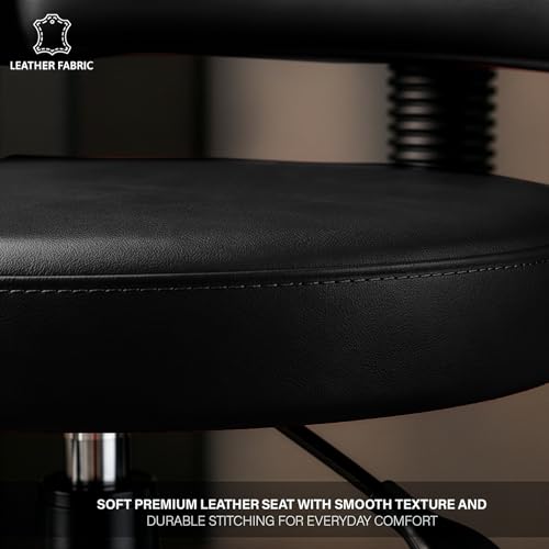 Image of DIYA Seating Chrome Rolling Study Flex Stool (1 Year Warranty) - Black | Lift & Swivel Adjustable Height Salon Flex Stool w / Foot Rest, Compact Seating for Home Office Shop Study Use -(44 inchx47 inchx83 inch)