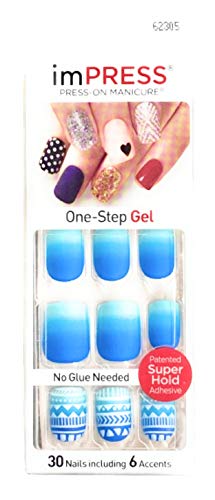 Kiss imPress Press-On Matte Blue Ombre Nails 62305 Harlem Shake (Blue Ombre)