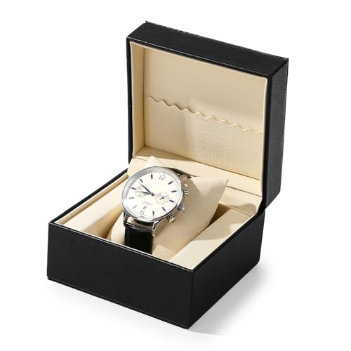 Leather Single Watch Box Watch Travel Case Microfiber Interior Wristwatch Holder Storage Box With Removable Pillow (Black)
