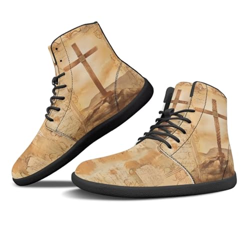 Binienty Ancient Cross Print Unisex Minimalist Barefoot Shoes for Men Women Wide Width Work Shoes Water Resistant Zero Drop Sole Sneakers for Walking Hiking Cycling, US 11.5