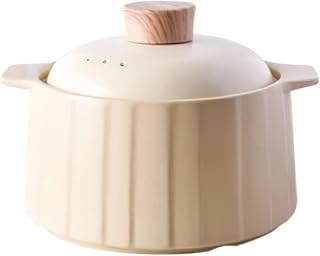 CVNIMV Olla de Vidrio para cocinar, cazuela de cerámica, Olla para Sopa, Color Beige y Verde, Olla para freír pequeña, Suministros de Cocina, Olla para Cocina
