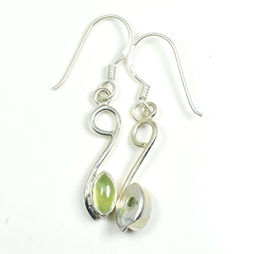 Pendientes de prehnita natural y plata 925, joyería india hecha a mano con diseño de marquesa 5