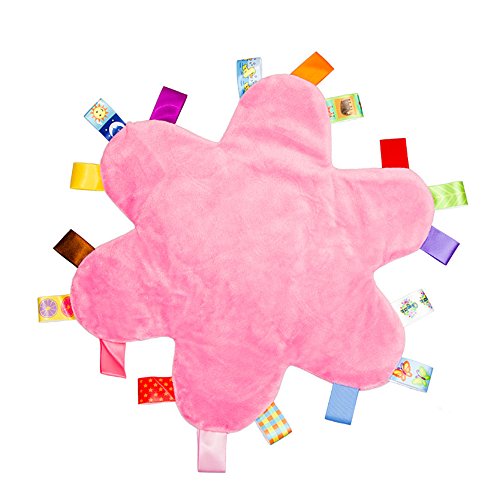 Baby Girls Colorful Taggy Security Blanket Keepsake Newborn Toddlers Flower Shape Soft Blanket Toy - Pink #TOP1