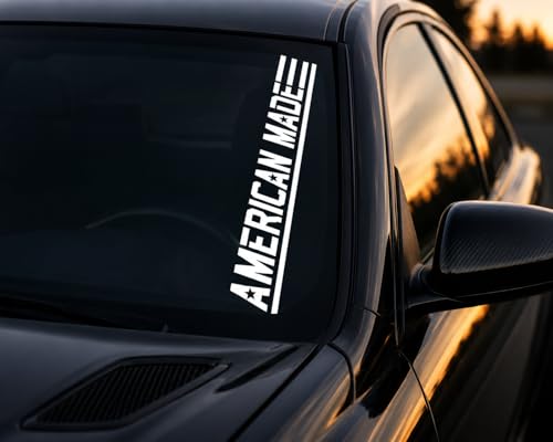 American Made USA Car Sticker Decal, Truck, Windshield Banner Sticker, 22 x 4 inches - White Letters Die Cut Vinyl