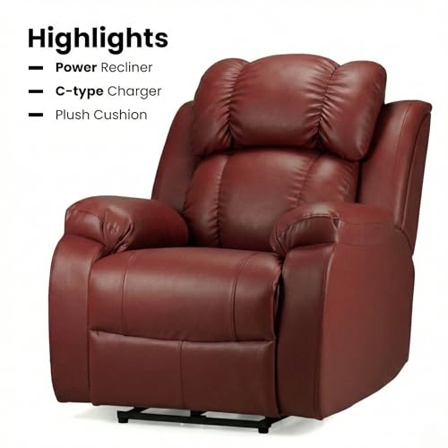 Hush Hiven Store Hush Hiven BigB Motorized Recliner Maroon - Image 4
