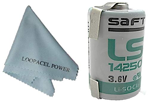 Saft 1/2 Aa 3.6 V Lithium Battery With Tabs Ls14250 Non Rechargeable With Loopacell Cloth #TOP16