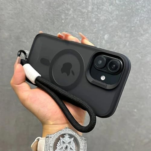Coque arrière mate noire iPhone 11 Pro Max antichoc avec cordon et support magnétique - 3
